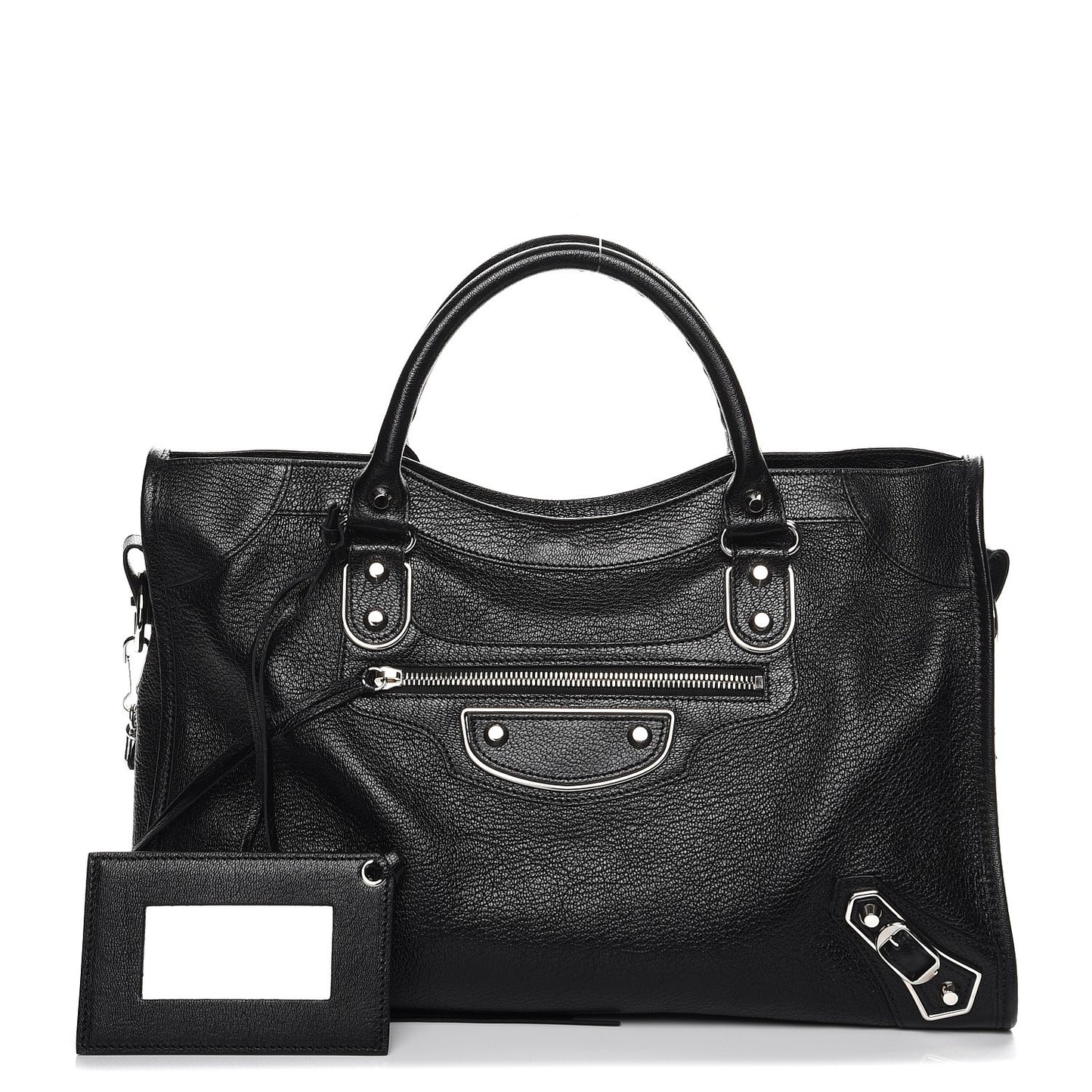 Chevre Silver Metallic Edge Hardware City Black