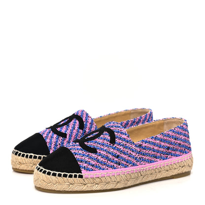 Chanel Tweed CC Espadrilles 39 Blue Pink 3 of 8