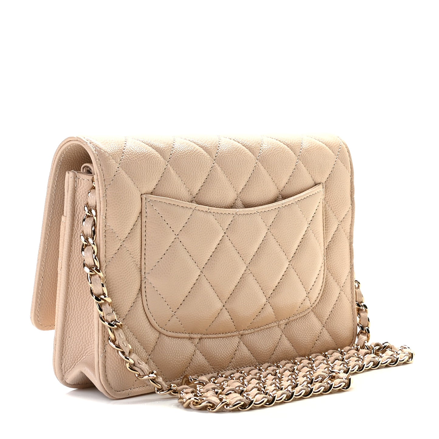 Caviar Quilted Coco Candy Wallet On Chain WOC Beige