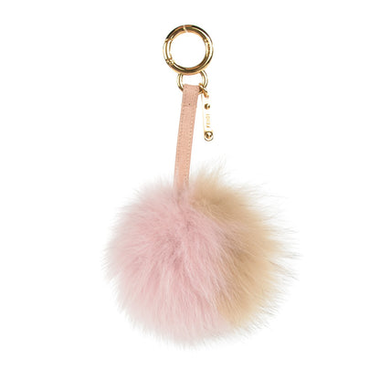 Fendi Fox Fur Vitello Elite Bi-Color Pom Pom Bag Charm Rosa Cammello Cipria 1 of 6