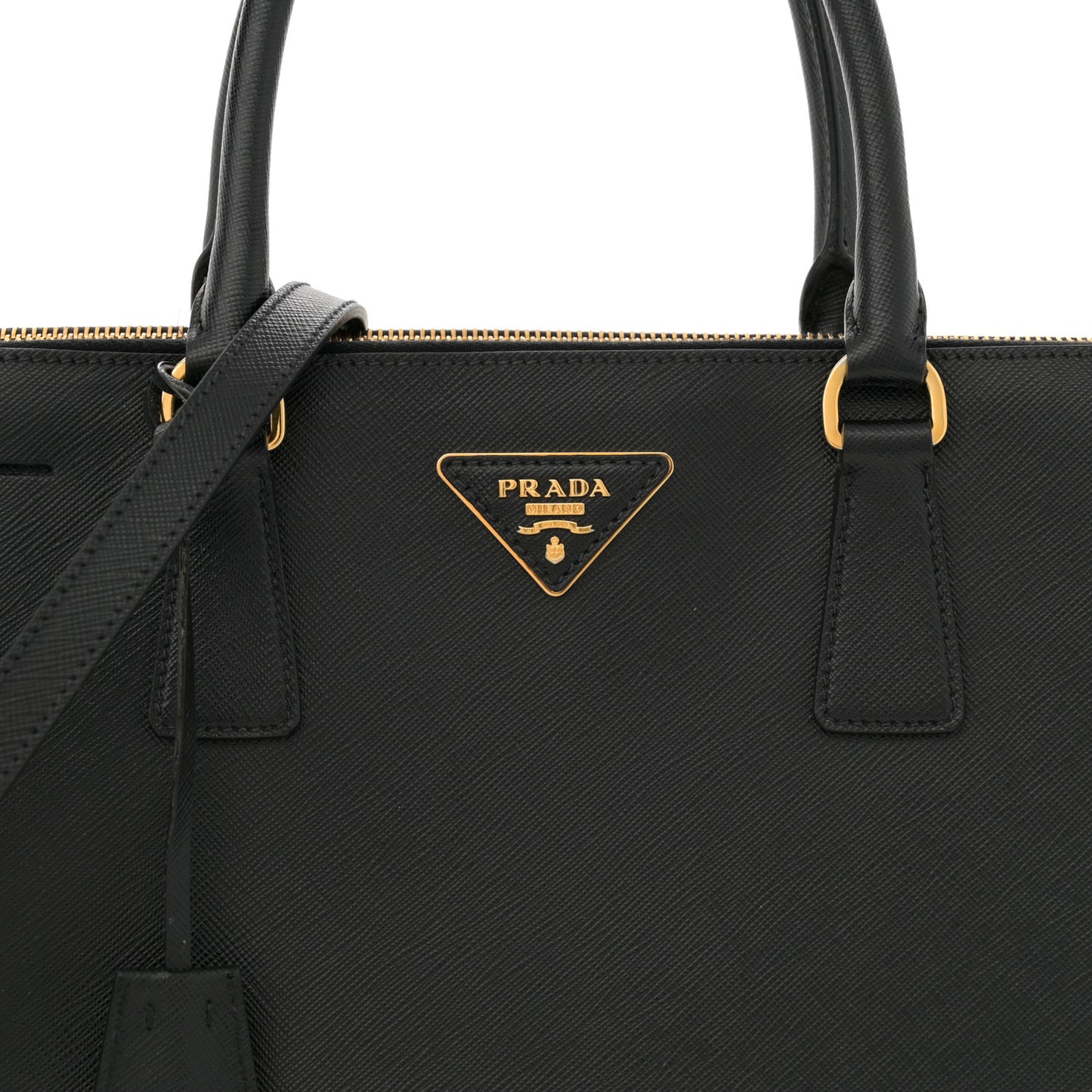 Saffiano Lux Large Galleria Double Zip Tote Black
