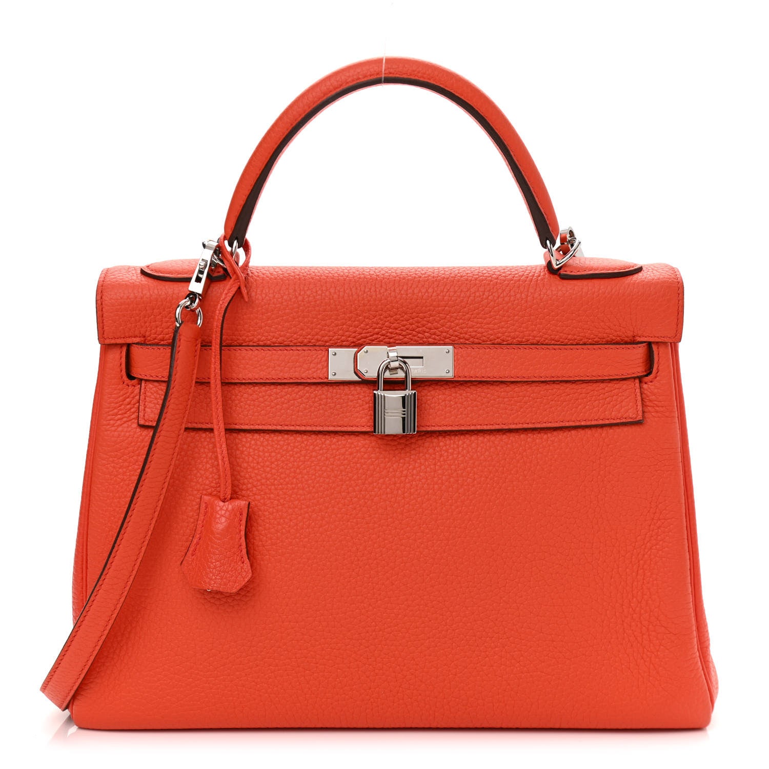 Hermes Taurillon Clemence Kelly Retourne 32 Orange Poppy 1 of 13