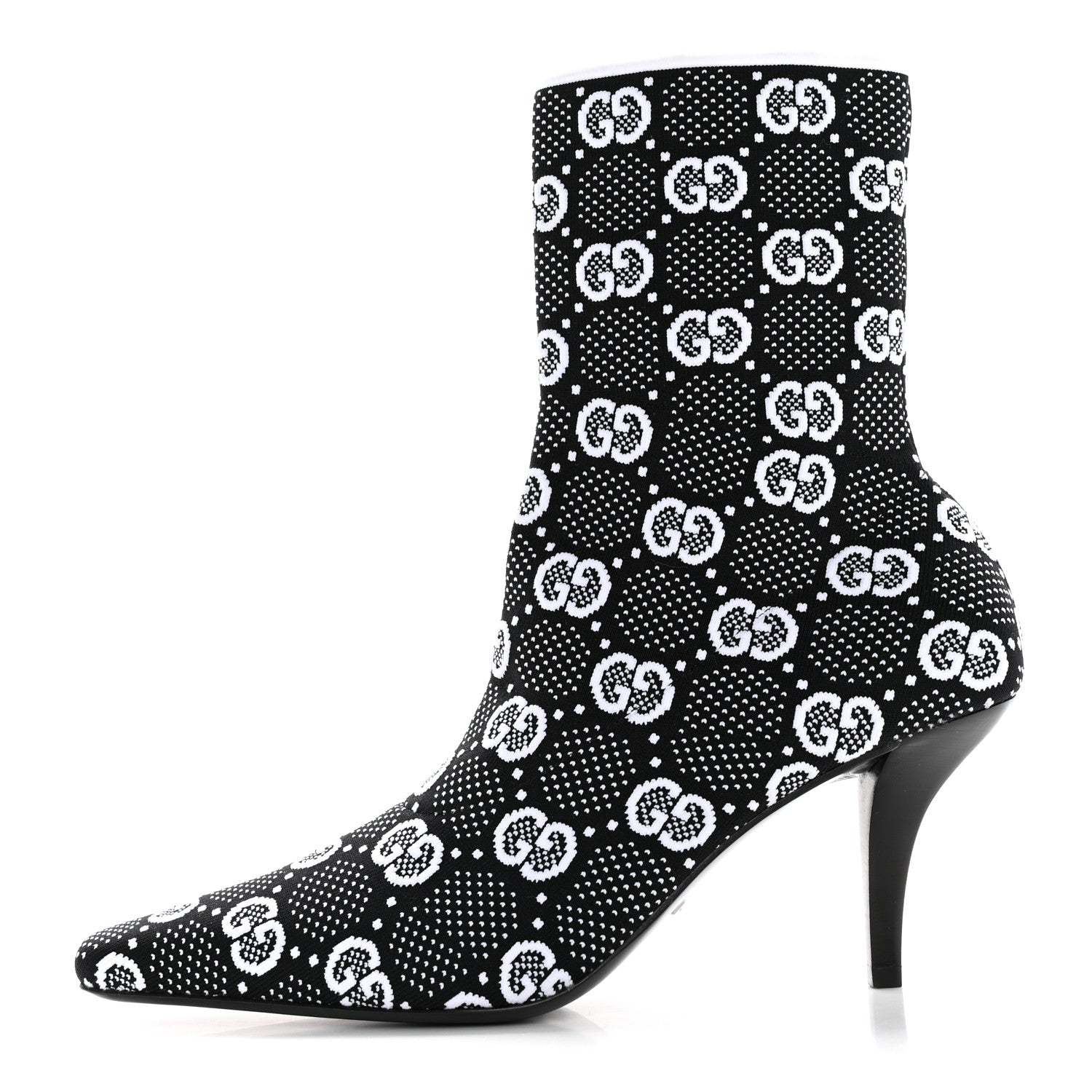 Gucci Technical Jersey Knit GG Monogram Square G 75mm Ankle Boots 39 Black Great White 1 of 9