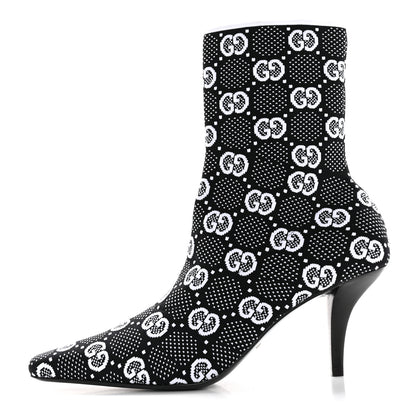 Gucci Technical Jersey Knit GG Monogram Square G 75mm Ankle Boots 39 Black Great White 1 of 9