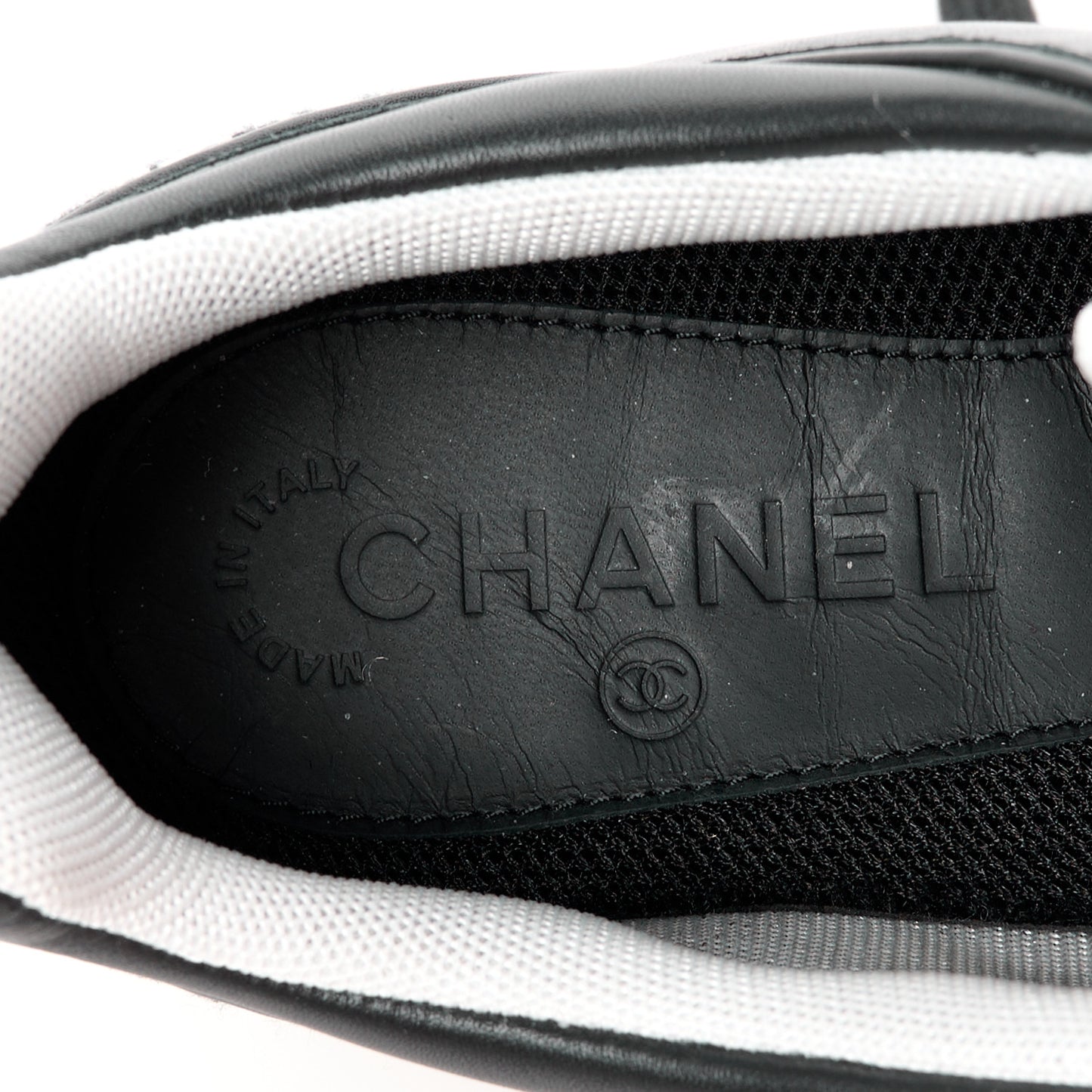 Calfskin Womens Sneakers 39.5 Black White