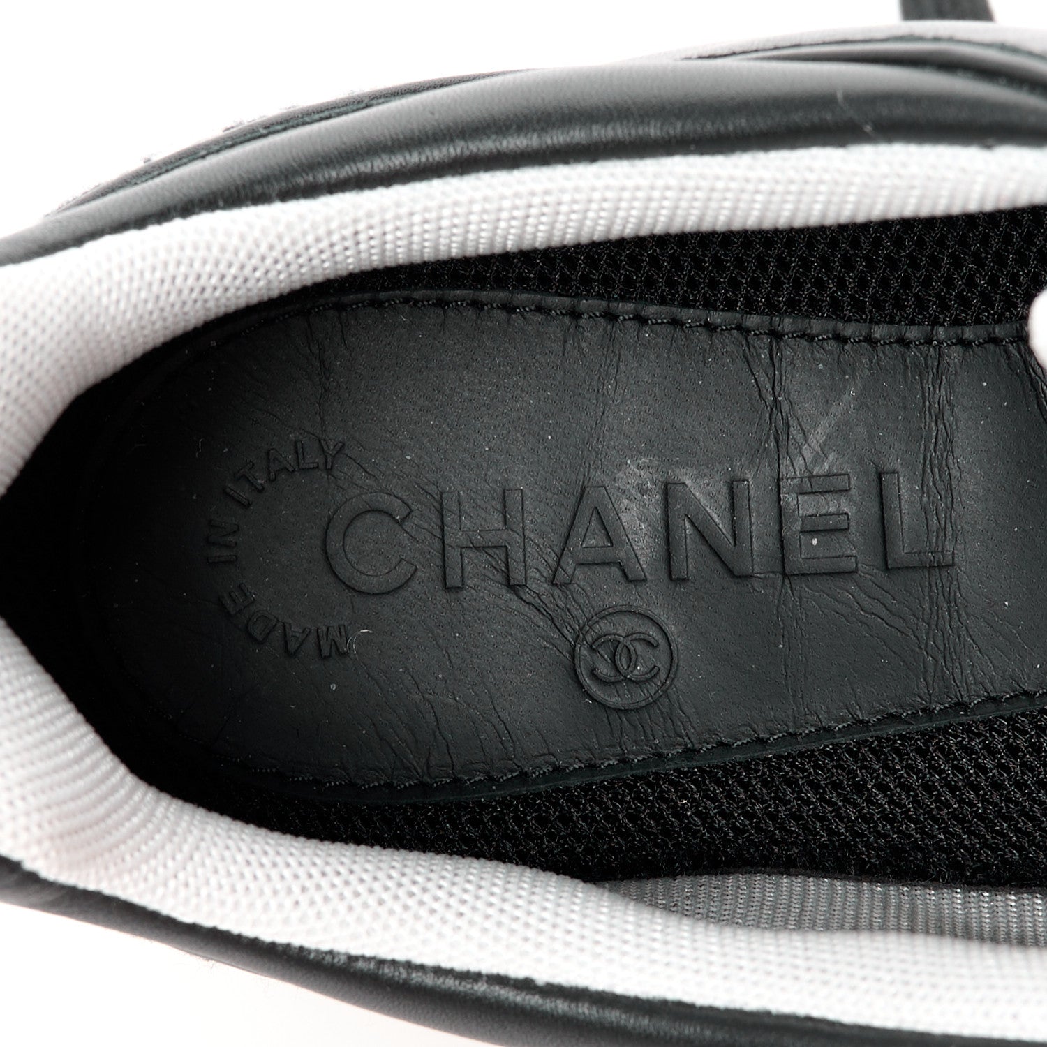Chanel Calfskin Womens Sneakers 39.5 Black White 7 of 8