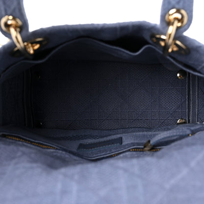 Christian Dior Canvas Embroidered Cannage Medium Lady D-Lite Blue 5 of 8