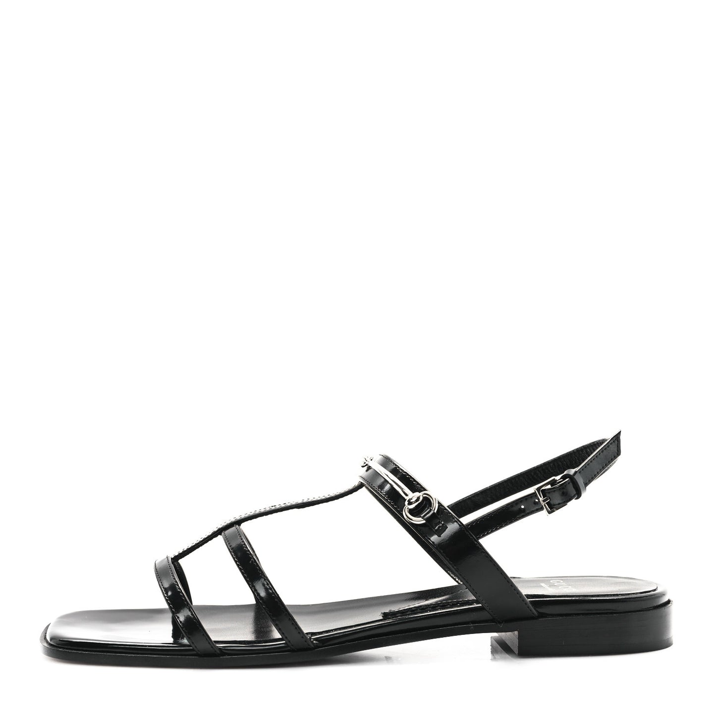 Calfskin Horsebit Divine Slingback Sandals 38 Black