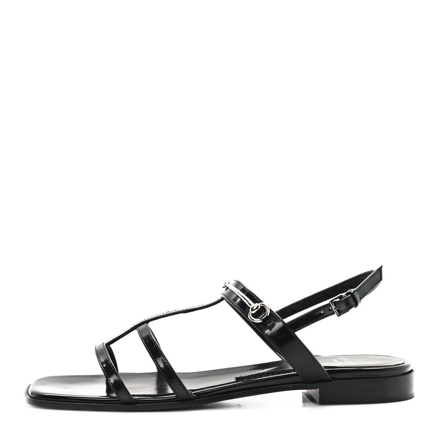 Gucci Calfskin Horsebit Divine Slingback Sandals 38 Black 1 of 9