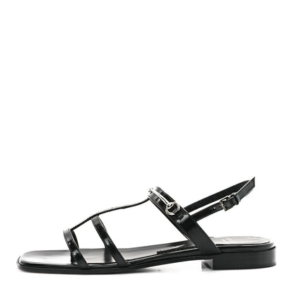 Gucci Calfskin Horsebit Divine Slingback Sandals 38 Black 1 of 9