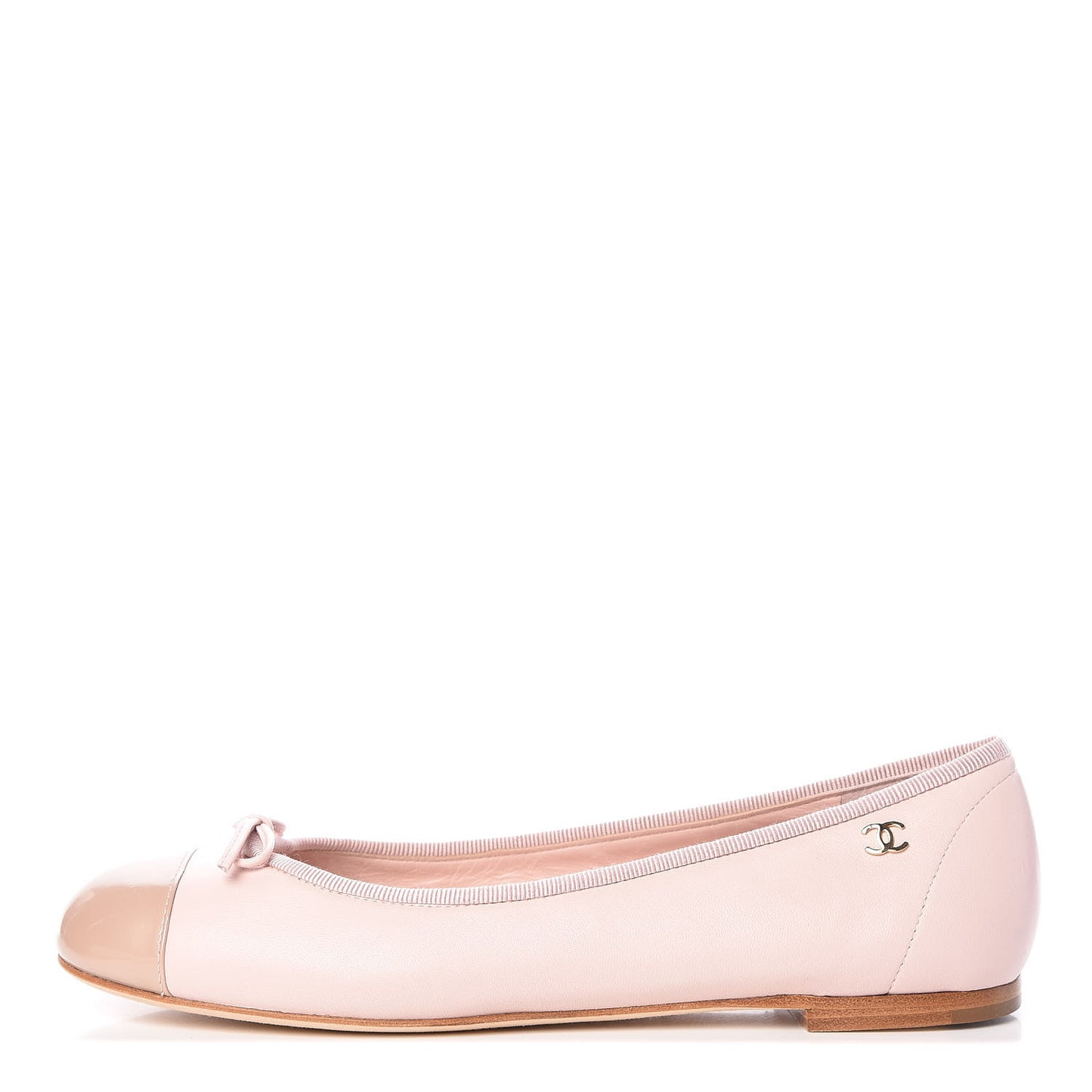 Lambskin Patent Cap Toe CC Ballerina Flats 37 Rose Clair
