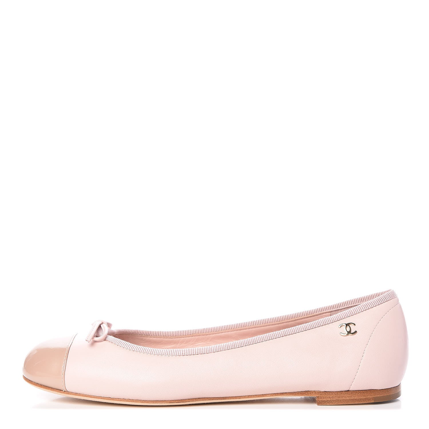 Chanel Lambskin Patent Cap Toe CC Ballerina Flats 37 Rose Clair 1 of 10