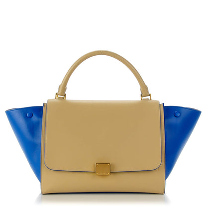 Celine Smooth Calfskin Medium Bi-Color Trapeze Khaki Blue Trim 1 of 9
