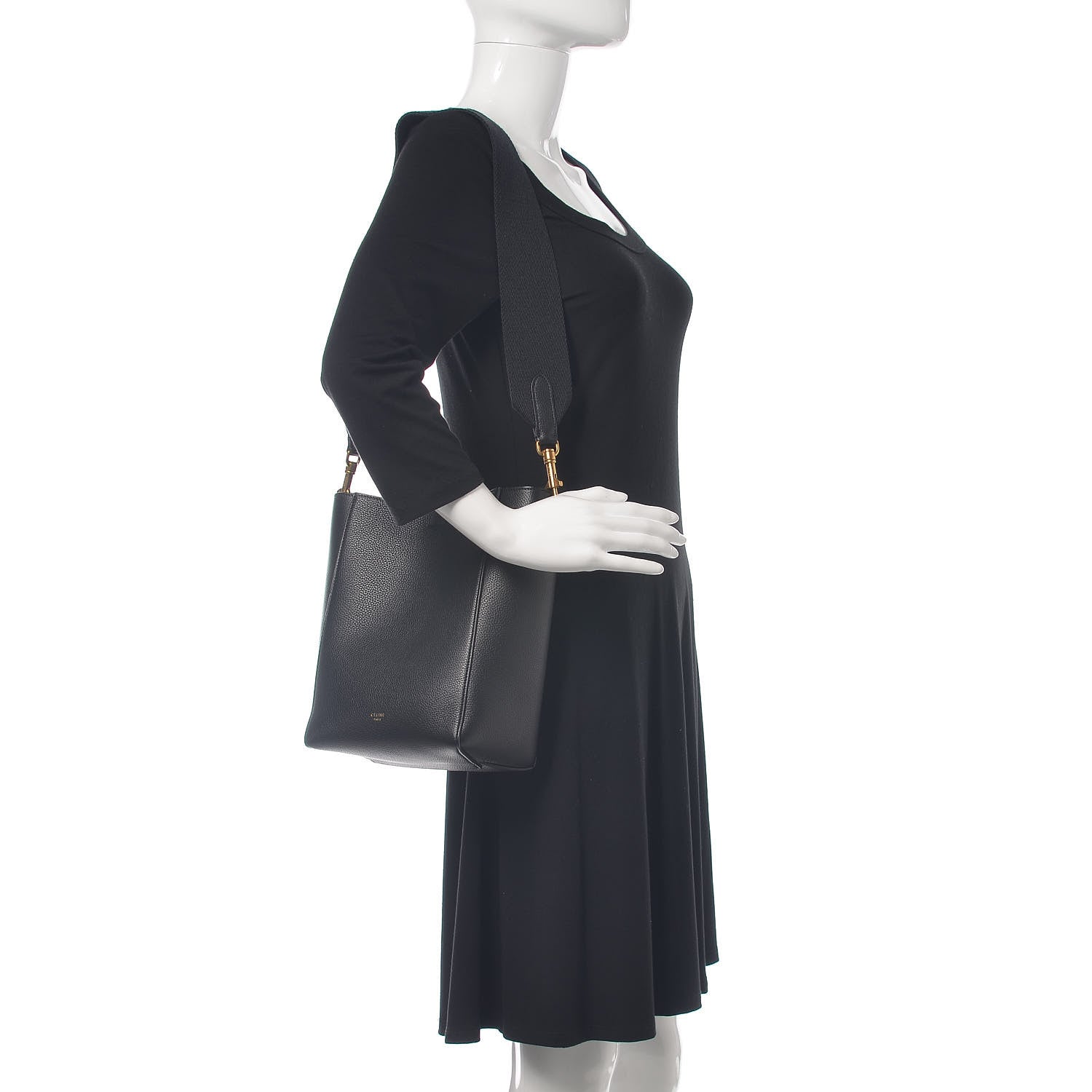 Celine Soft Grained Calfskin Small Sangle Bucket Bag Black 2 of 9
