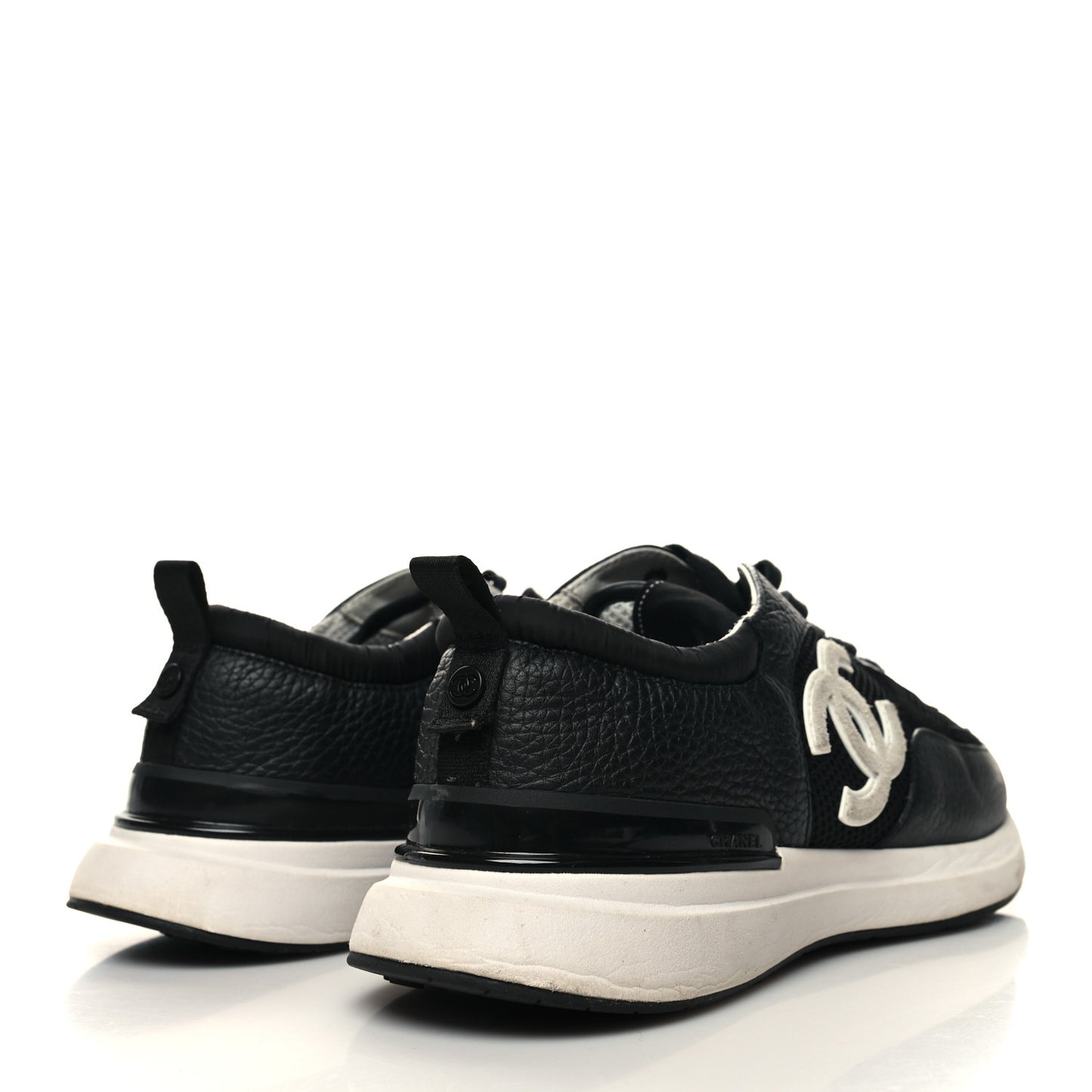 Calfskin Mesh Suede Mens CC Sneakers 43 Black White