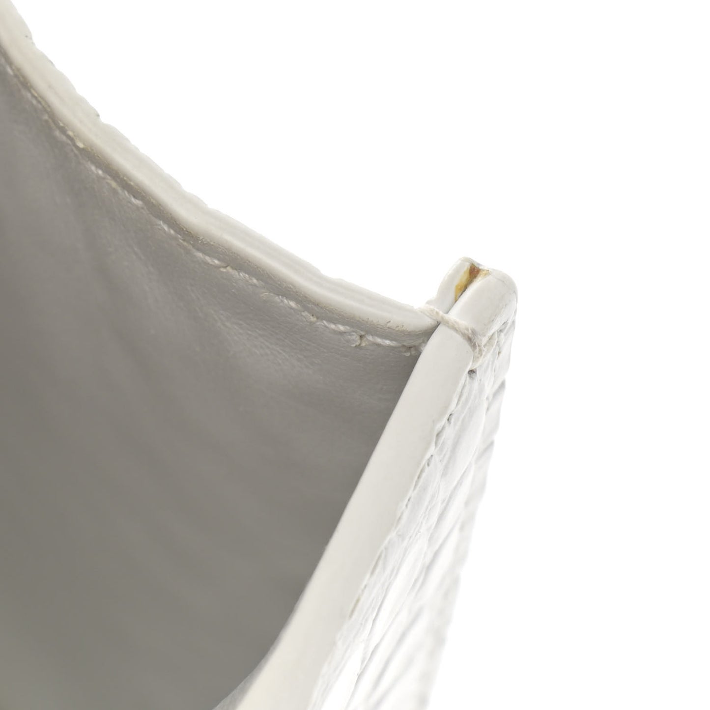 Shiny Calfskin Crocodile Embossed Hourglass Top Handle Bag XS White