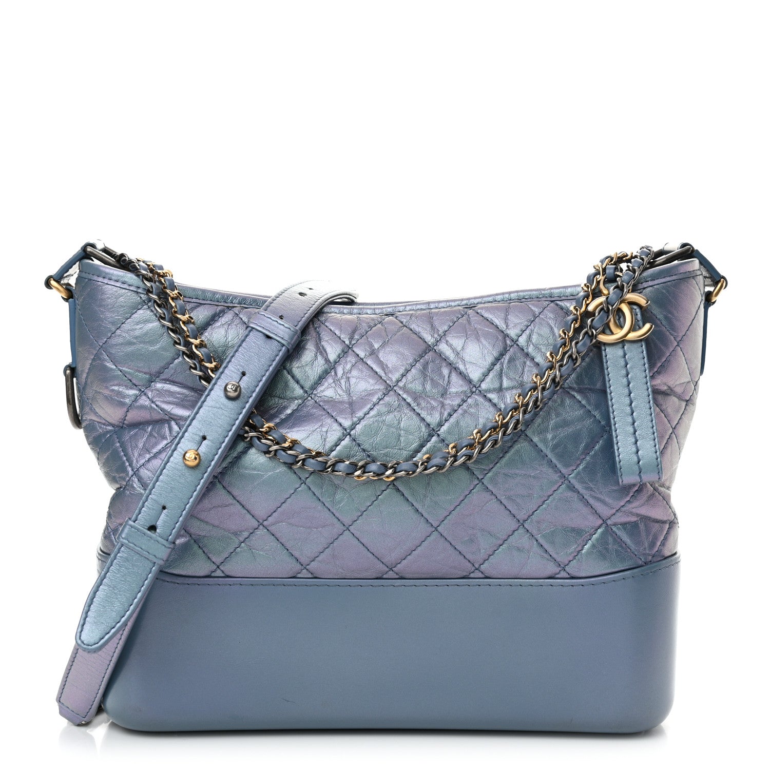 Chanel Iridescent Aged Calfskin Quilted Medium Gabrielle Hobo Blue 1 of 10