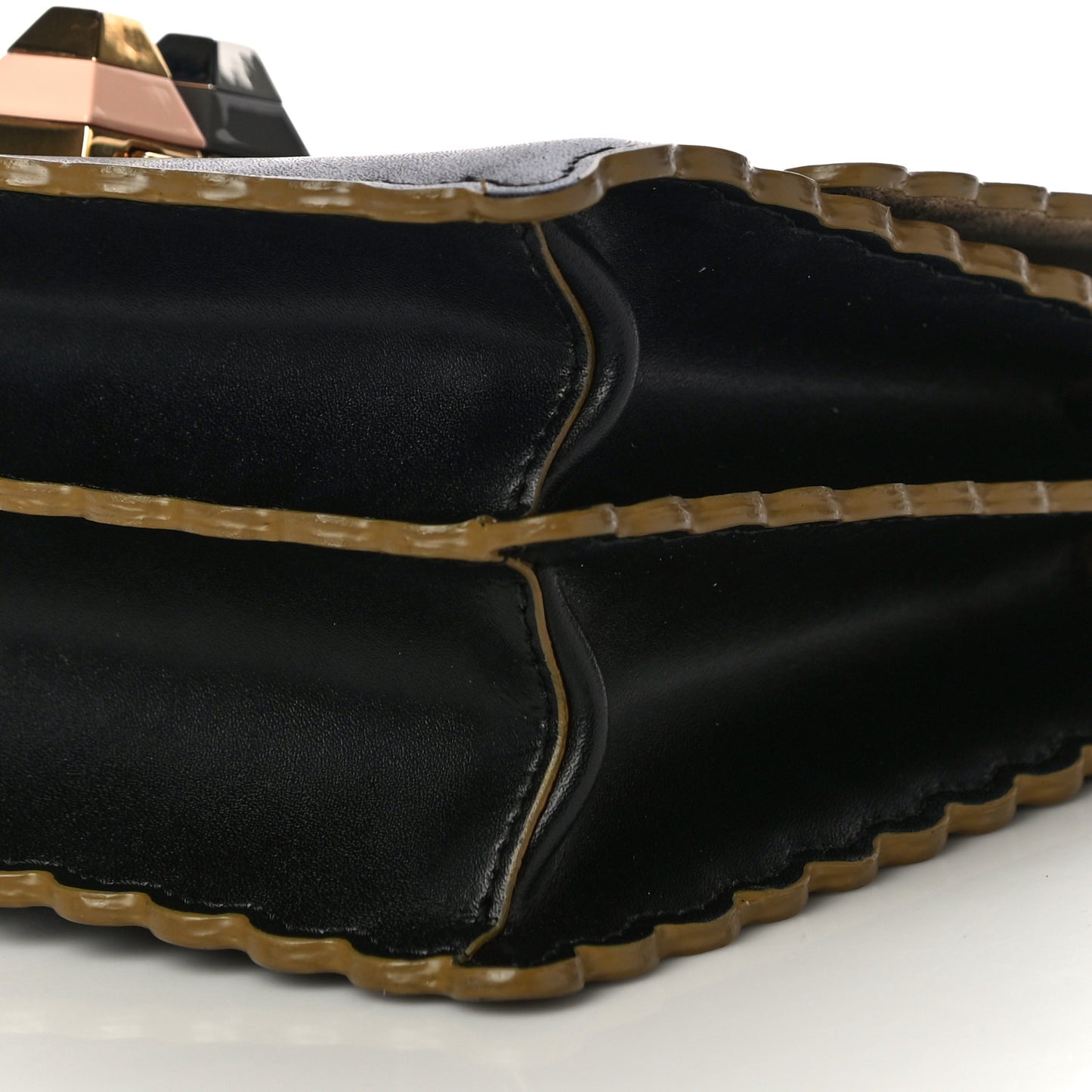 Vitello Liberty Scalloped Studded Small Kan I Shoulder Bag Black