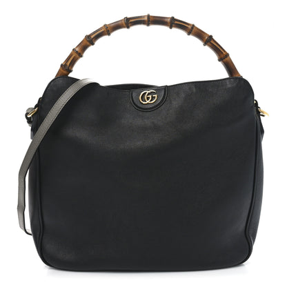 Gucci Softy Wonka Textured Dollar Calfskin Large Diana Bamboo Shoulder Bag Black 1 of 9