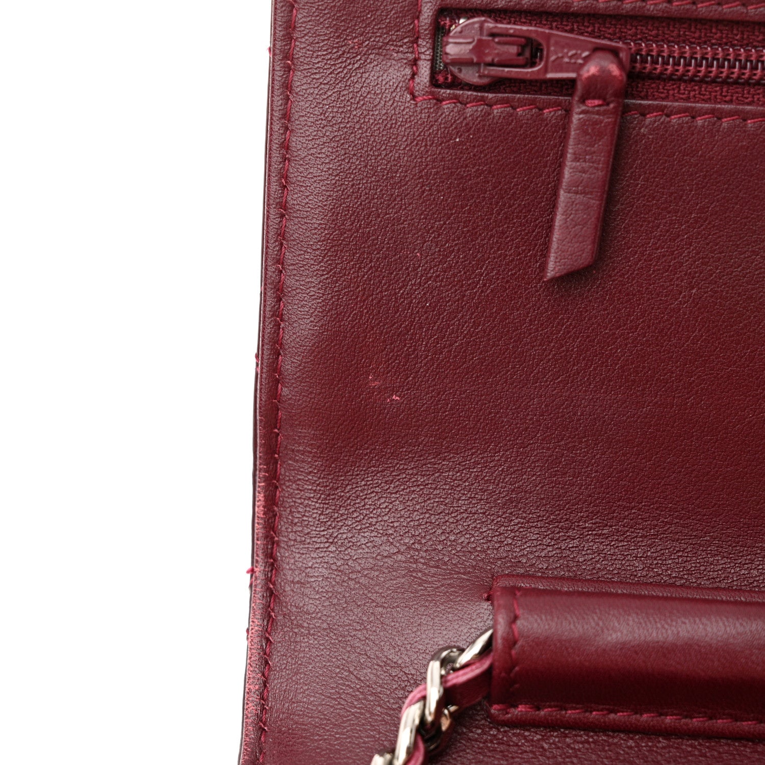 Chanel Patent Quilted Brilliant Wallet On Chain WOC Dark Burgundy 12 of 14