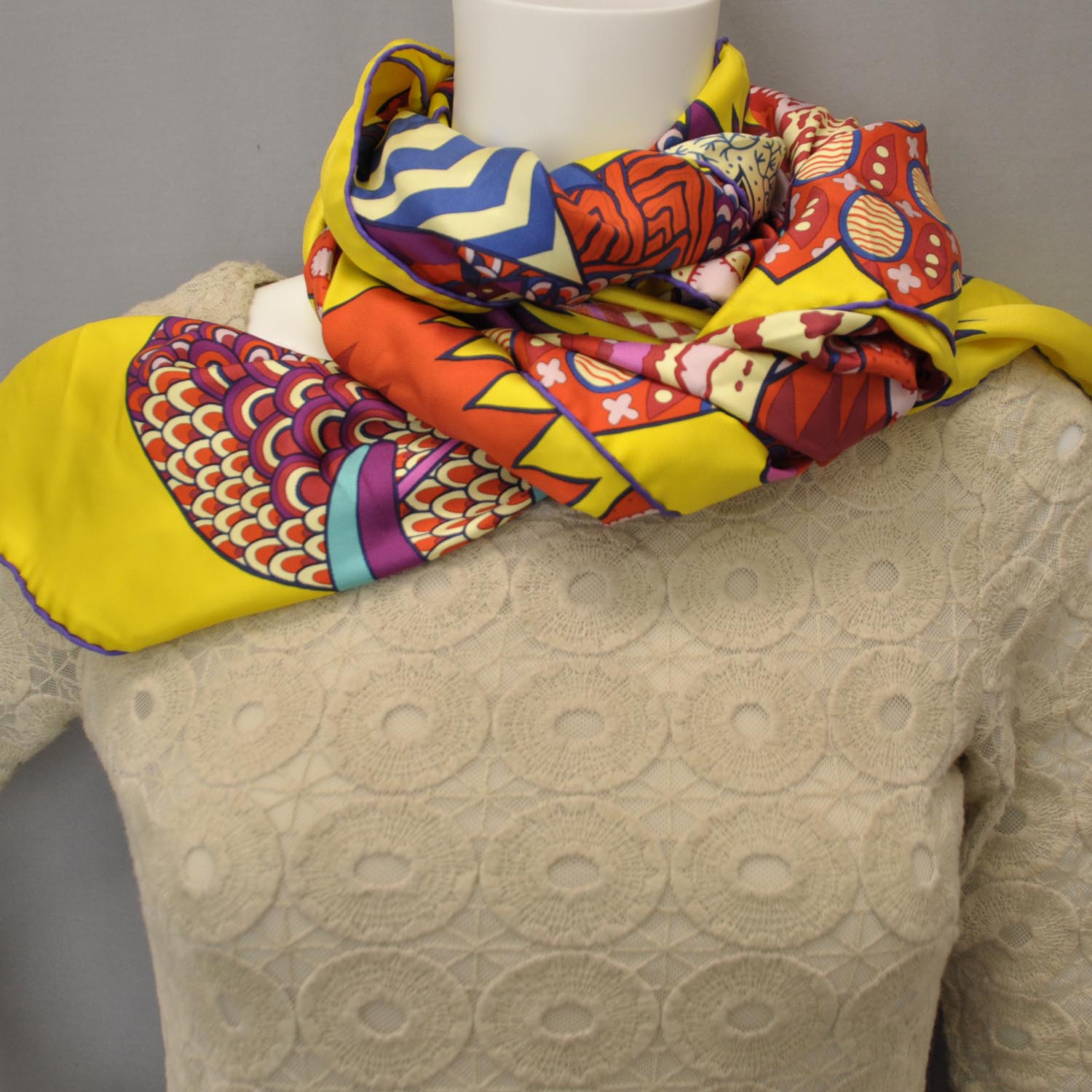 Hermes Silk Fleurs d Indiennes Shawl GM 140 9 of 11