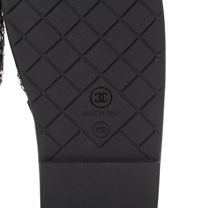 Chanel Tweed CC Flat Mules XS Black 5 of 7