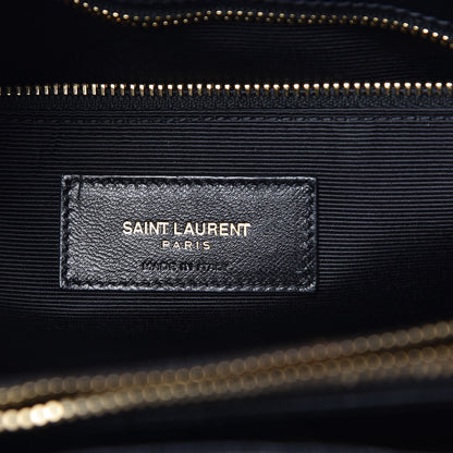 Saint Laurent Grain De Poudre Matelasse Chevron Monogram Shopping Bag Black 6 of 10