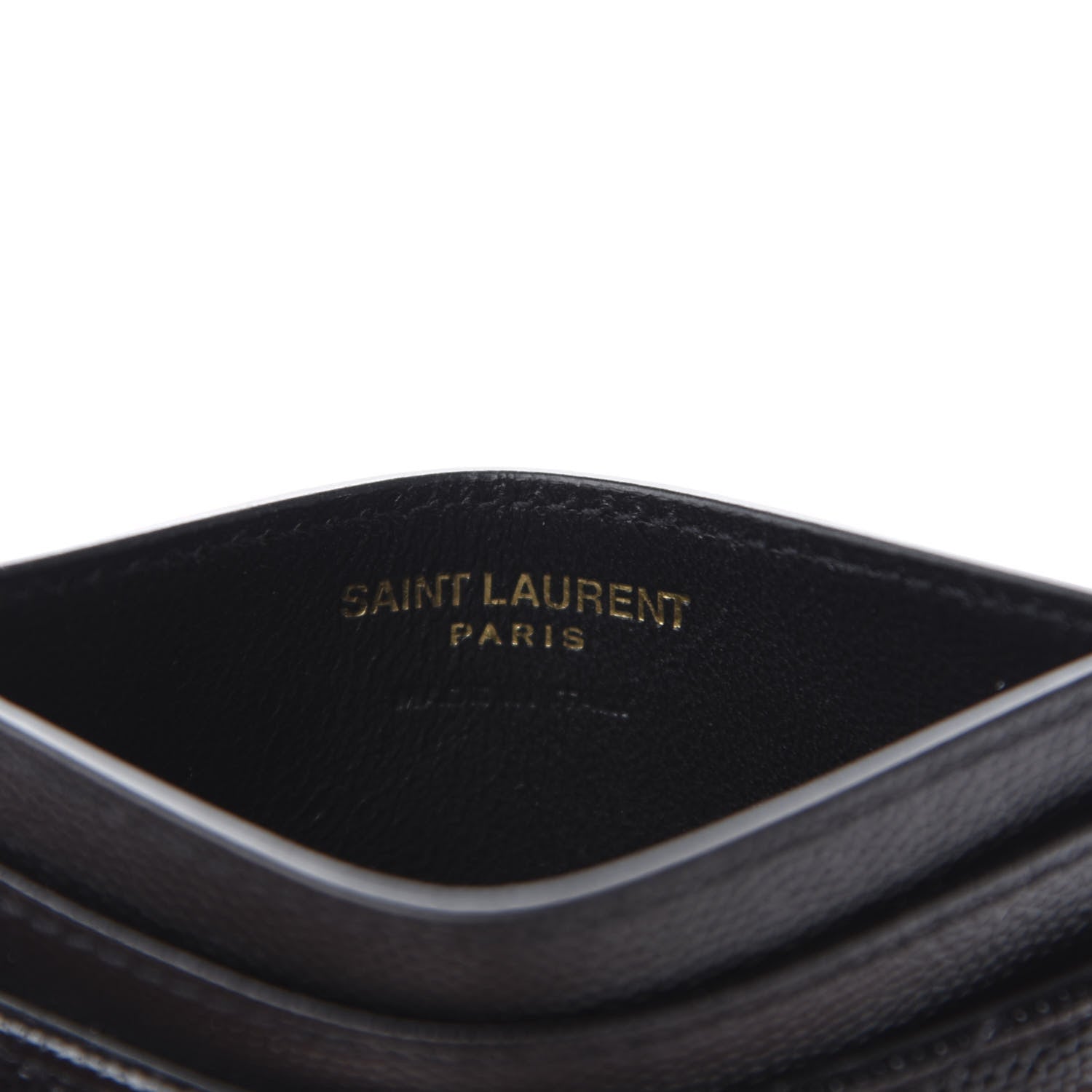 Saint Laurent Grain De Poudre Matelasse Chevron Monogram Credit Card Case Black 6 of 8