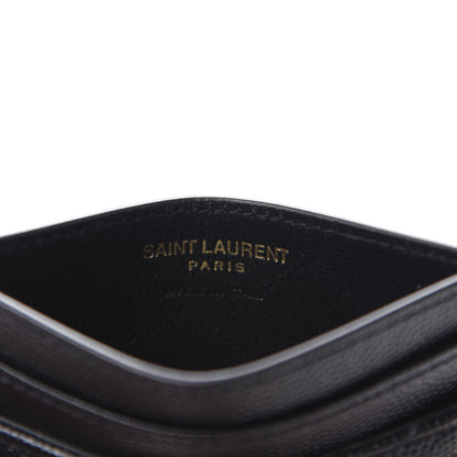Saint Laurent Grain De Poudre Matelasse Chevron Monogram Credit Card Case Black 6 of 8