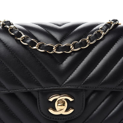 Chanel Lambskin Chevron Quilted Mini Rectangular Flap Black 10 of 11