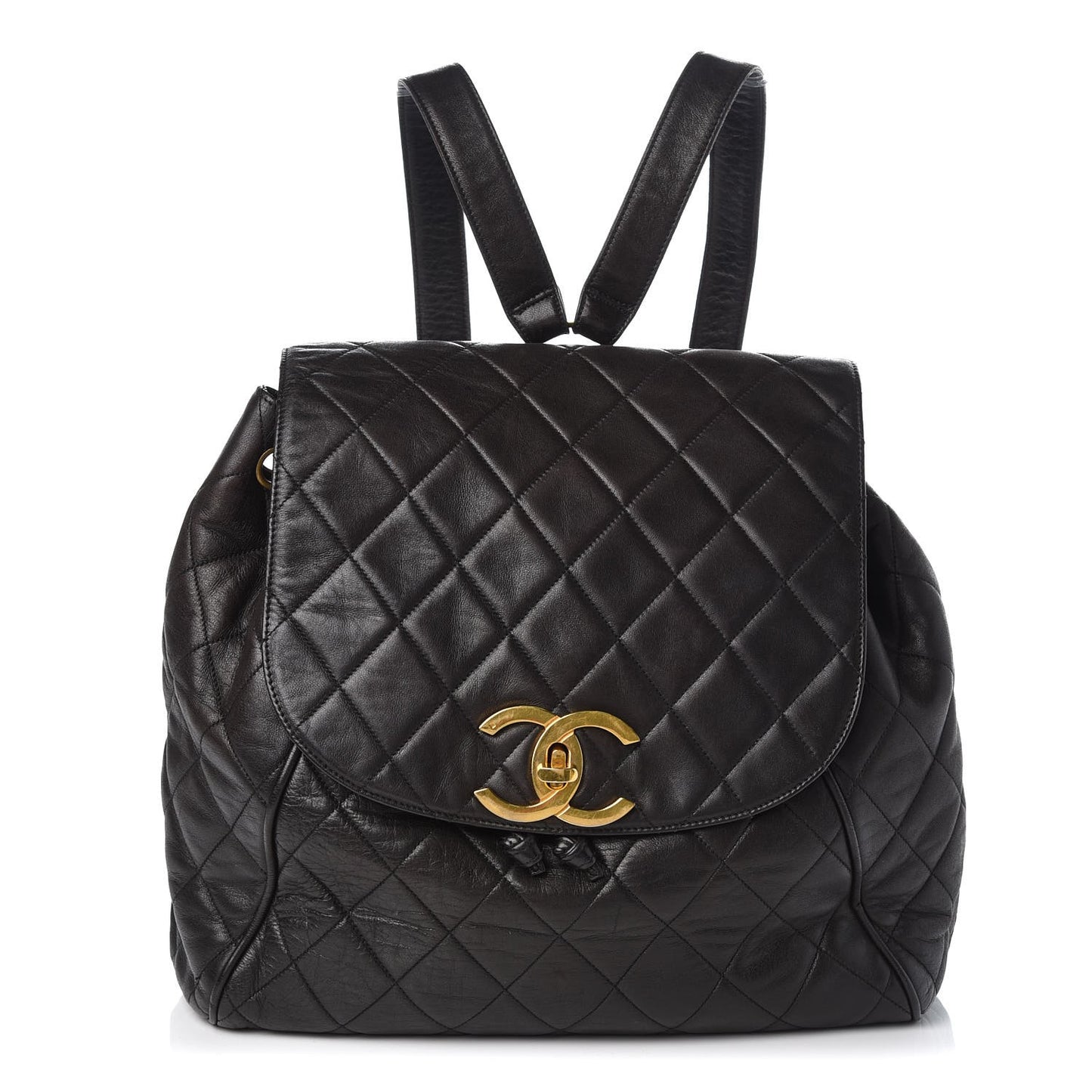 Lambskin Quilted Backpack Black
