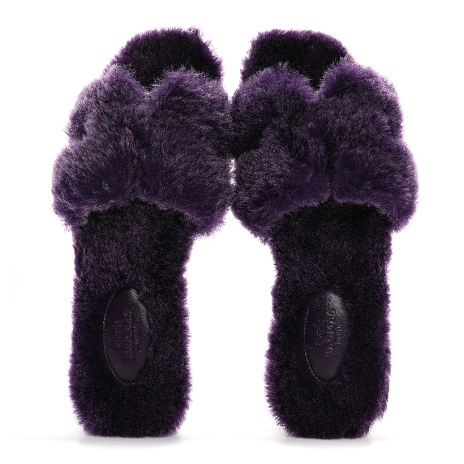 Hermes Woolskin Oran Sandals 38.5 Violet Fonce 2 of 9