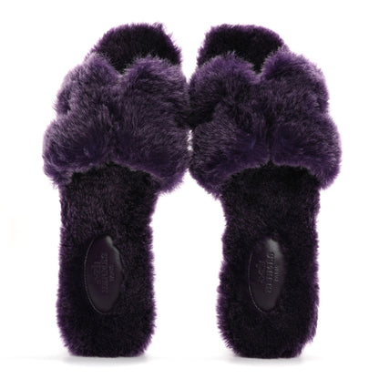 Hermes Woolskin Oran Sandals 38.5 Violet Fonce 2 of 9