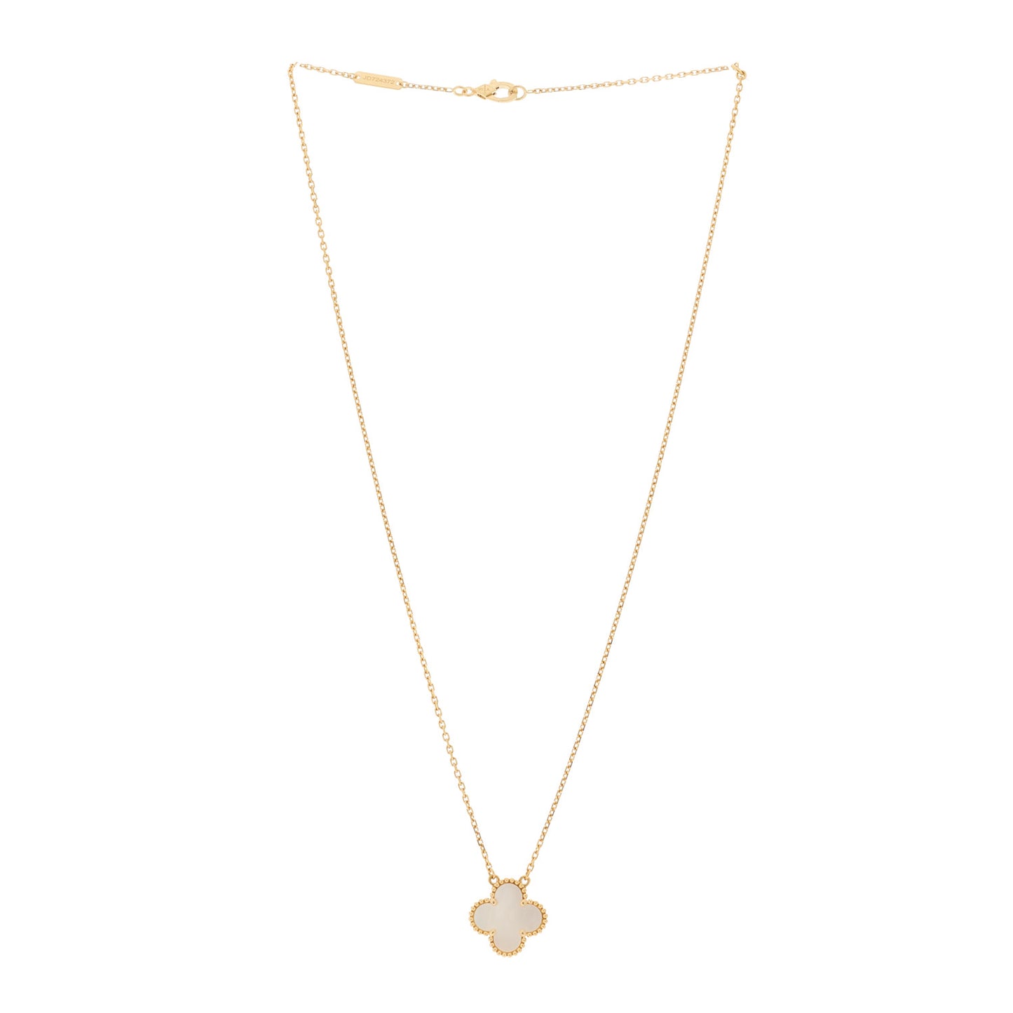 18K Yellow Gold Mother of Pearl Vintage Alhambra Pendant Necklace