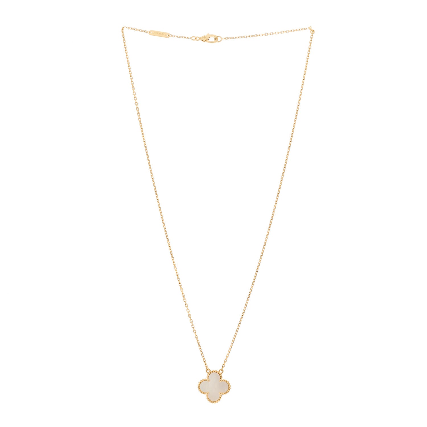 Van Cleef & Arpels 18K Yellow Gold Mother of Pearl Vintage Alhambra Pendant Necklace 3 of 6