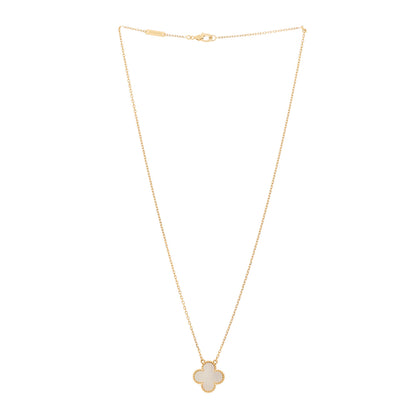 Van Cleef & Arpels 18K Yellow Gold Mother of Pearl Vintage Alhambra Pendant Necklace 3 of 6