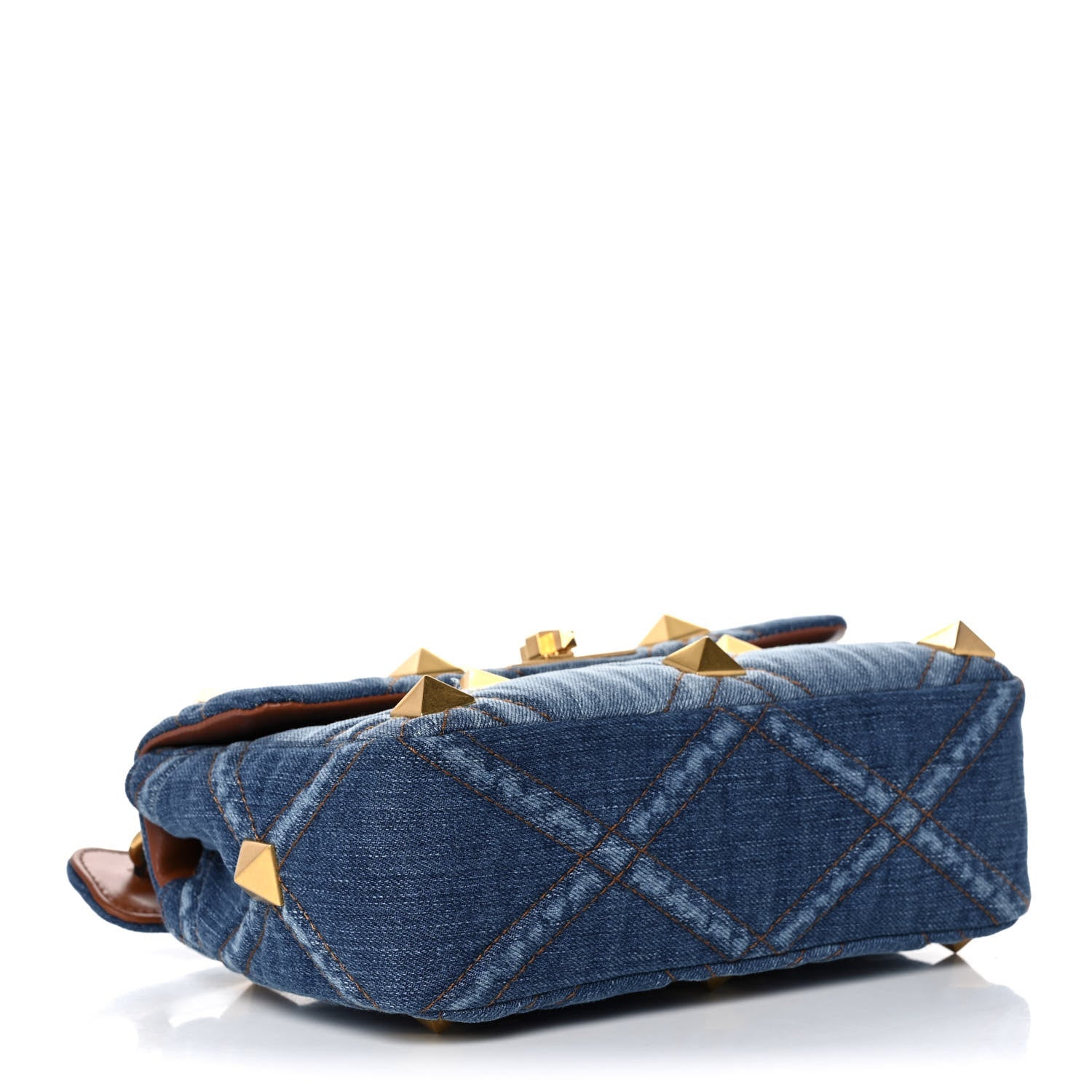 Valentino Garavani Denim Medium Roman Stud Shoulder Bag Light Denim Selleria 4 of 12