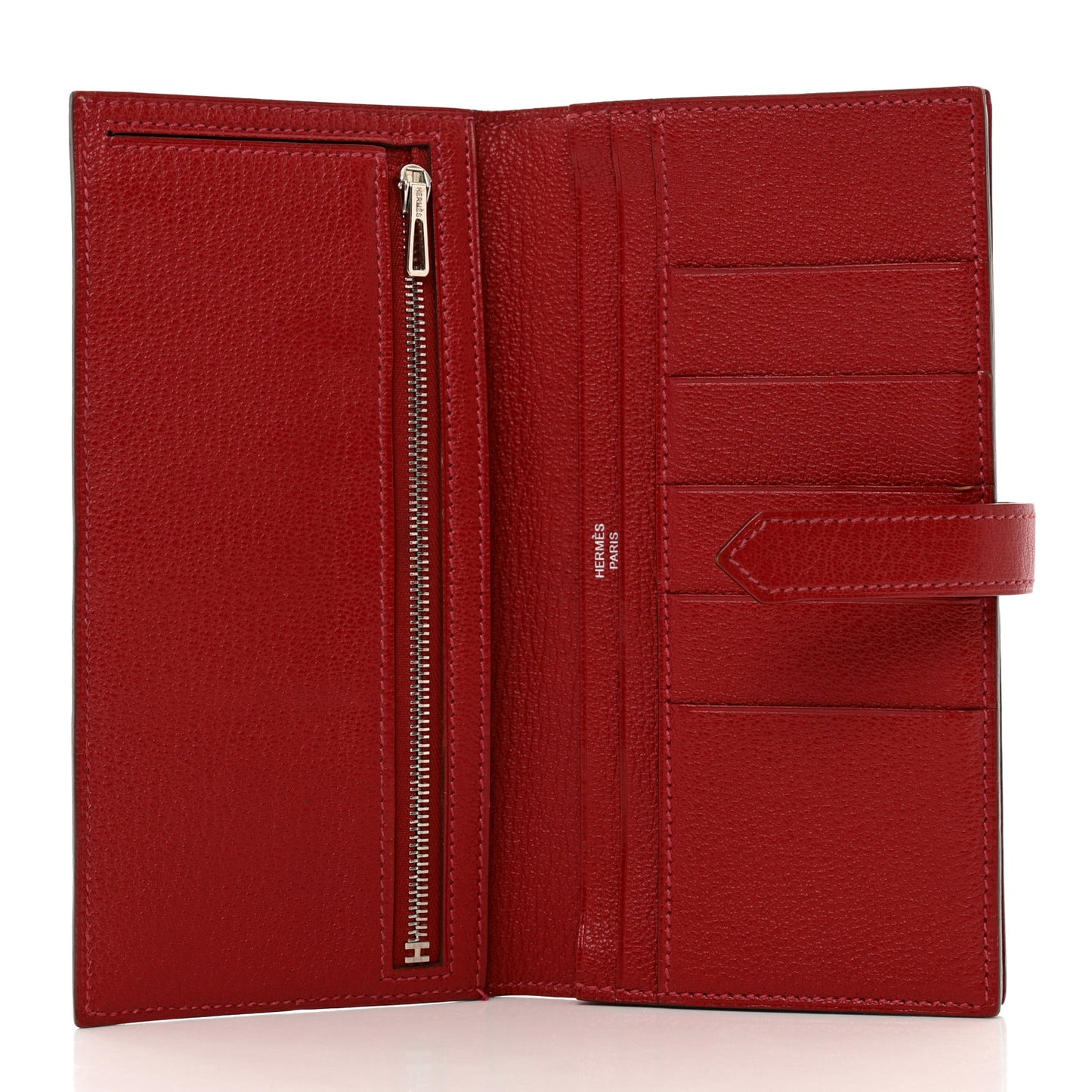Chèvre Mysore Bi-Color Bearn Gusset Wallet Rose Lipstick Rouge Casaque
