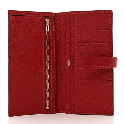 Hermes Chèvre Mysore Bi-Color Bearn Gusset Wallet Rose Lipstick Rouge Casaque 5 of 10
