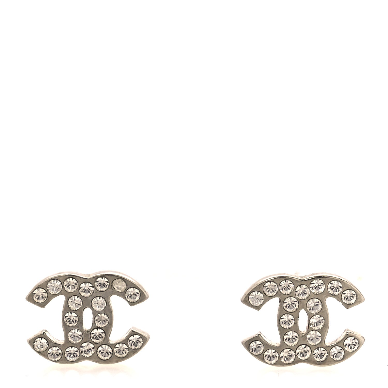 Chanel Crystal CC Earrings Silver 1 of 5