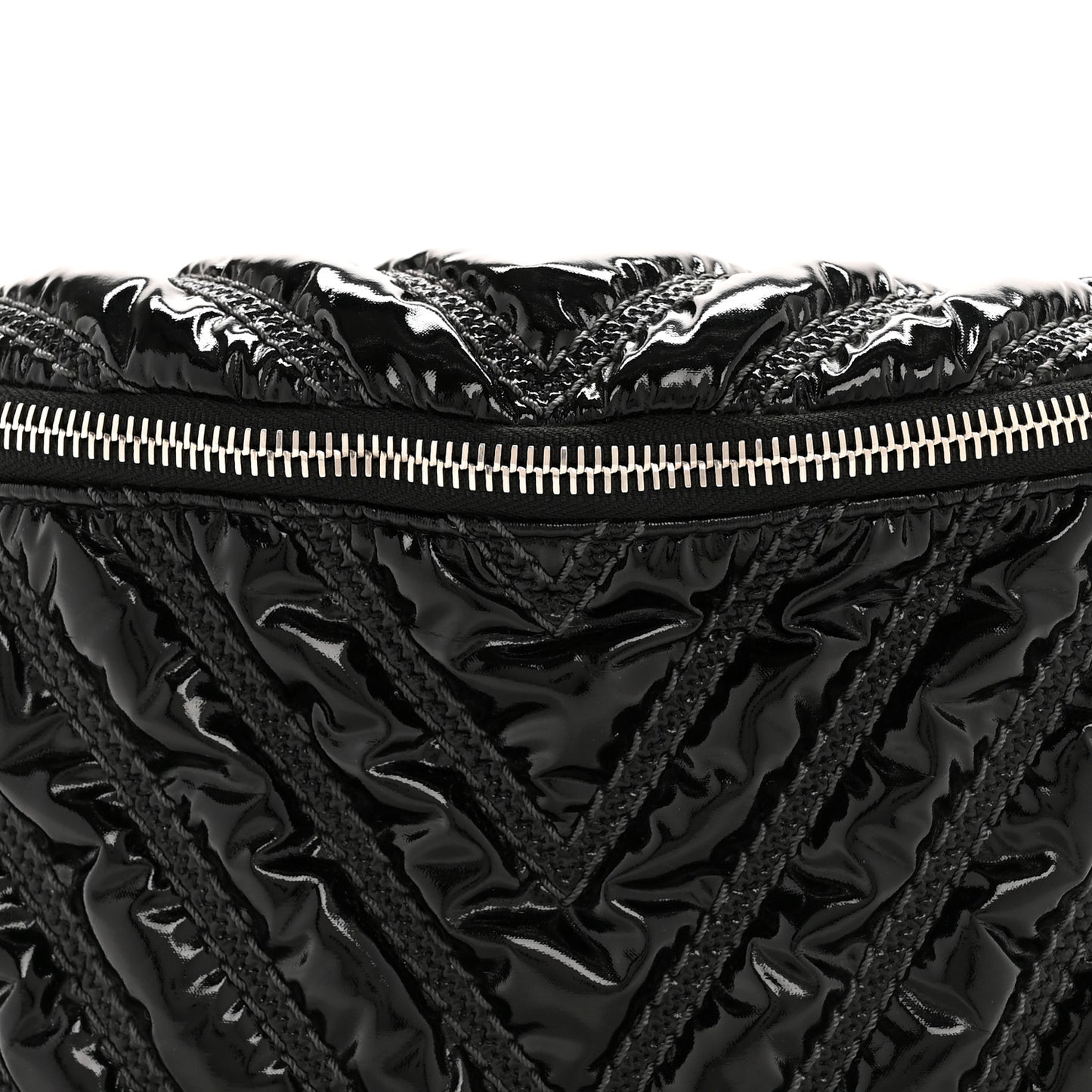 Lame Chevron Space Suit Waist Bag Black