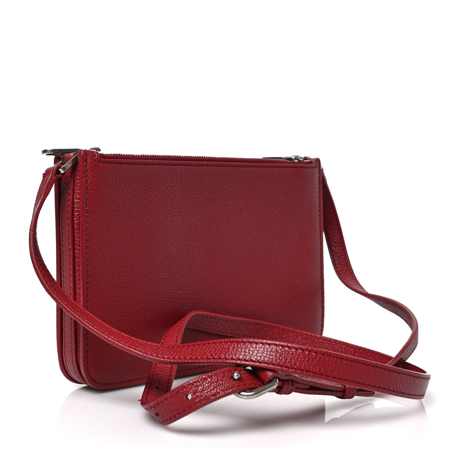 Burberry Grainy Goatskin Triple Zip Crossbody Bag Crimson 3 of 8