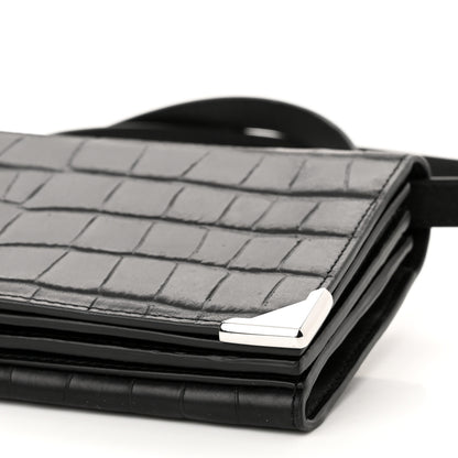 Alexander Wang Crocodile Embossed Calfskin Shoulder Bag Black Silver Hardware 9 of 9