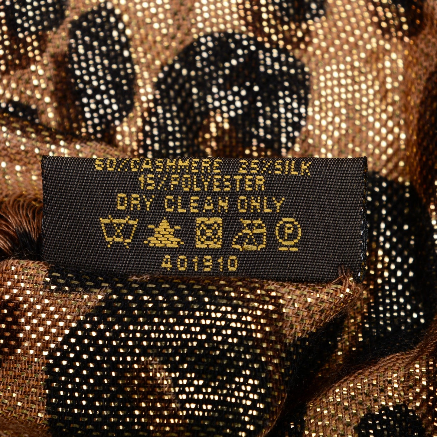 Cashmere Silk Leopard Etole Stole Disco Marron