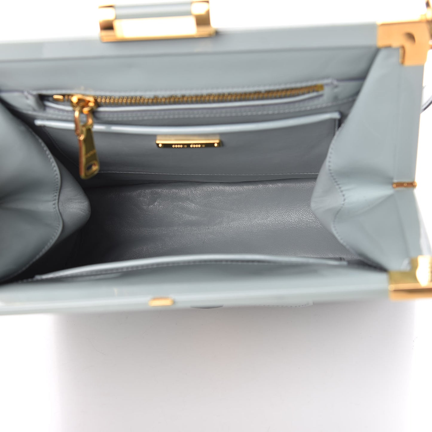 Patent Top Handle Bag Blue