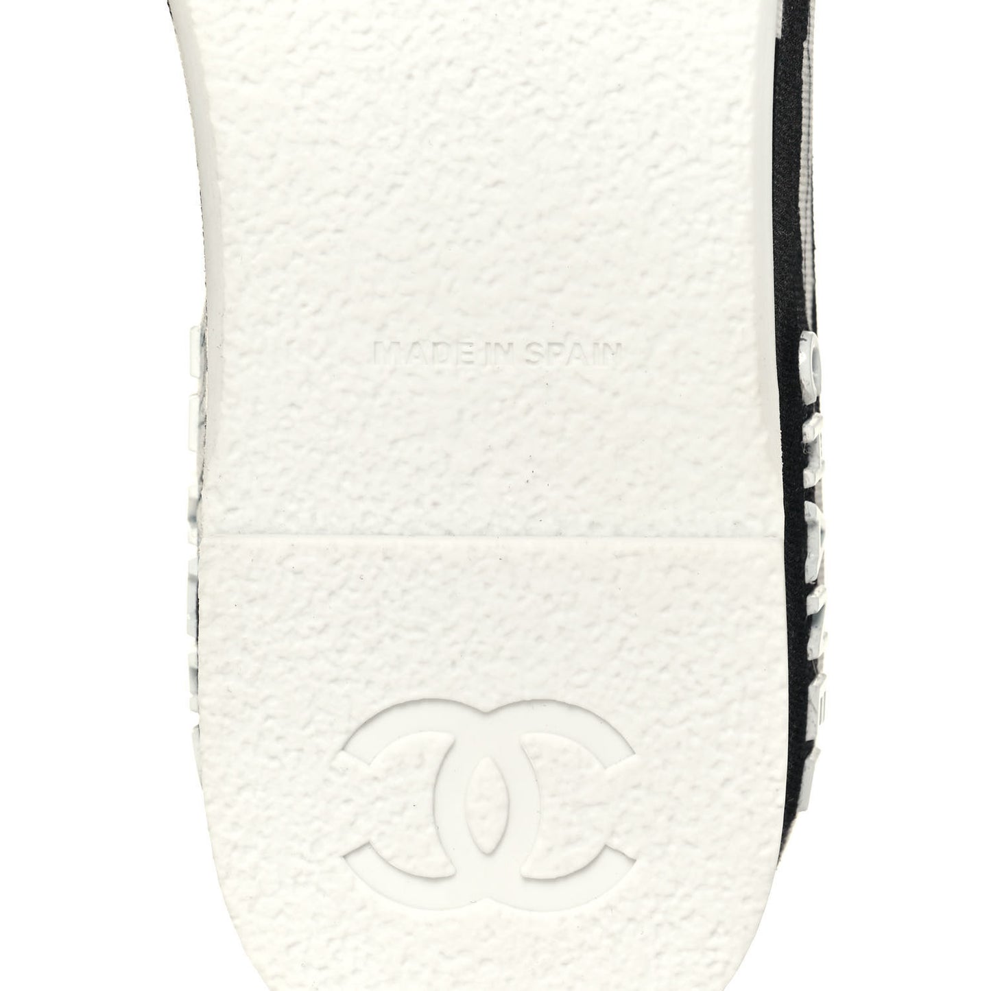 Fabric Grosgrain Printed CC Espadrille Slip On Sandals 40 White Black