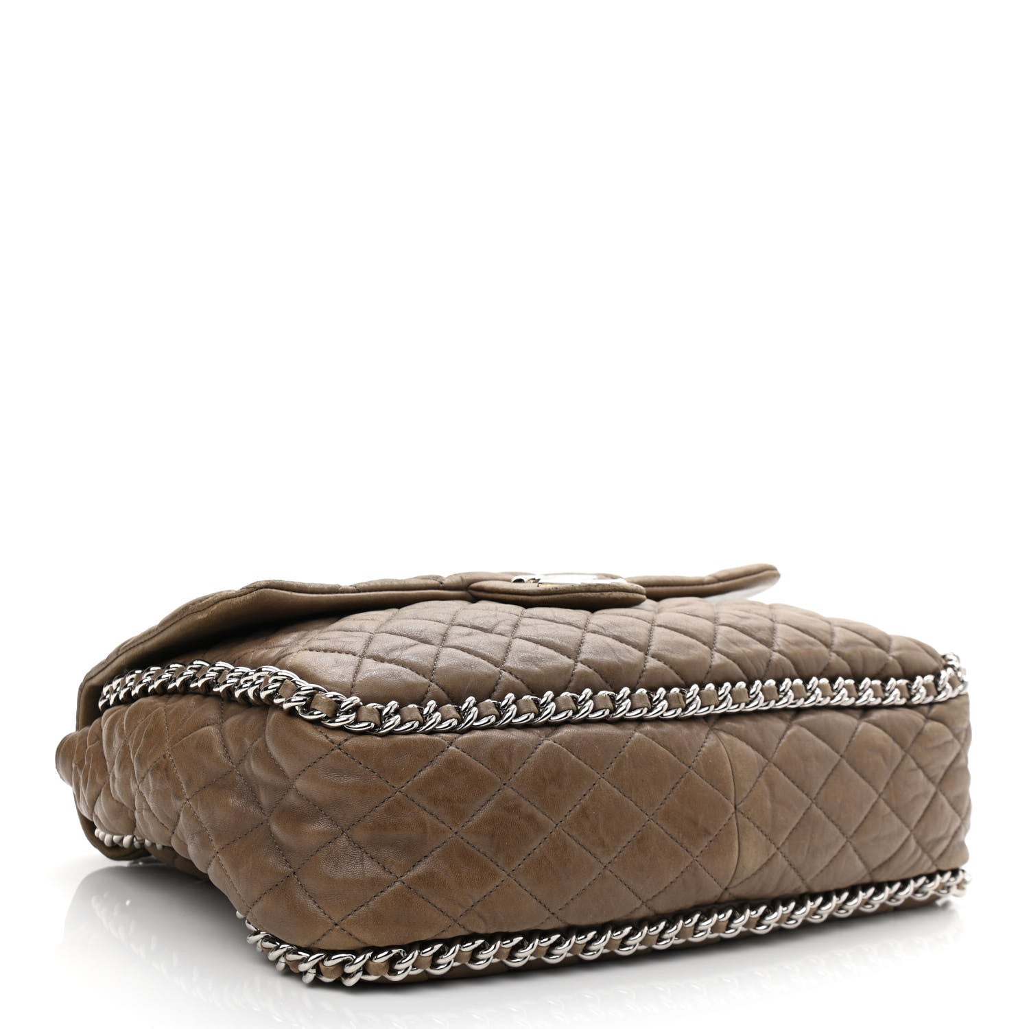 Chanel Washed Lambskin Quilted Maxi Chain Around Flap Taupe 4 of 11