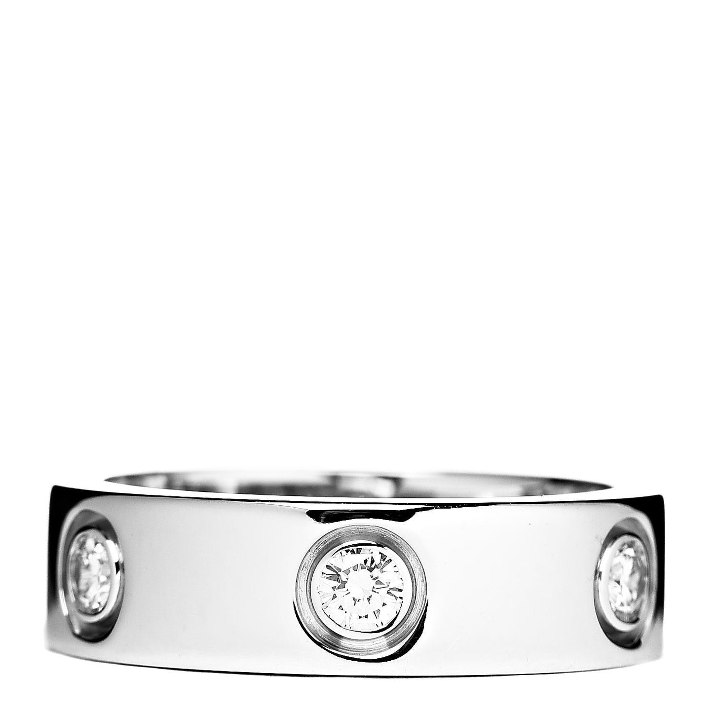 18K White Gold 6 Diamond 5.5mm LOVE Ring 52 6