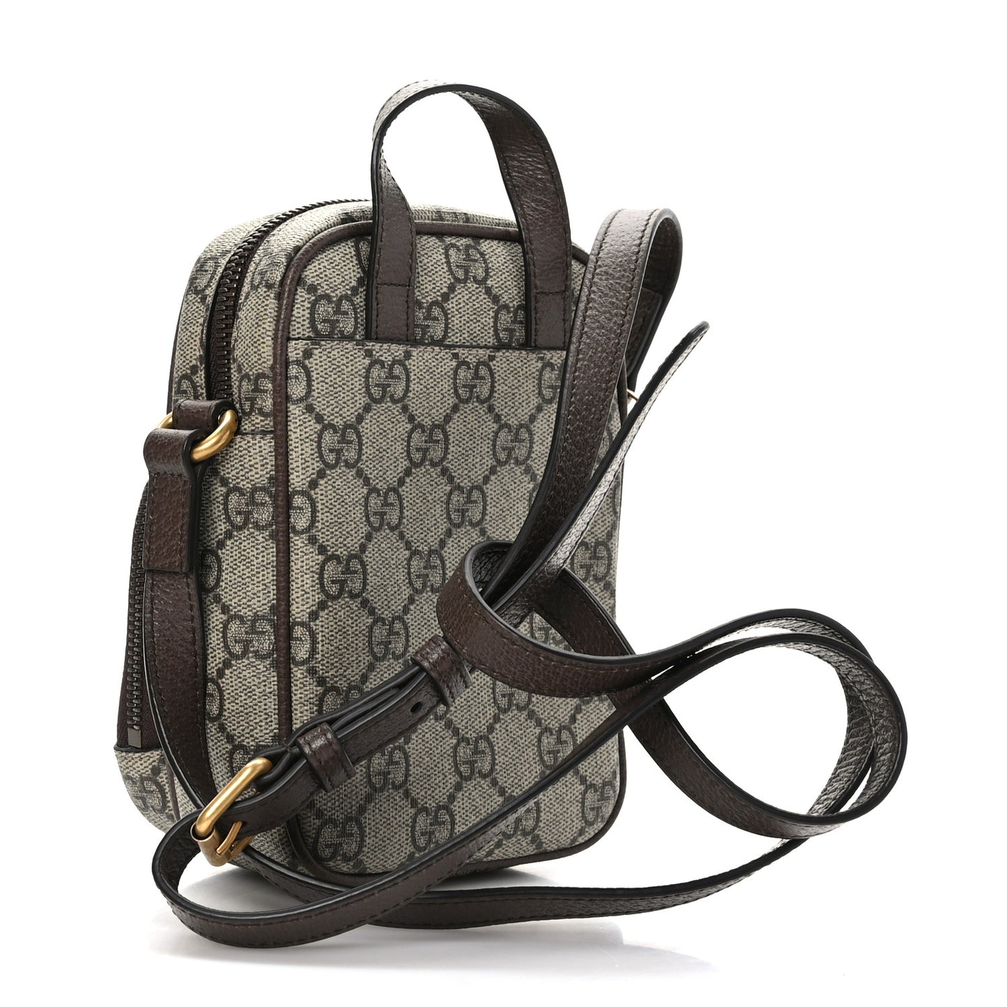 GG Supreme Monogram Web Mini Ophidia Double Zip Messenger Bag Beige New Acero