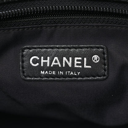 Chanel Metallic Coated Canvas Quilted Small Paris Biarritz Tote Black 6 of 10